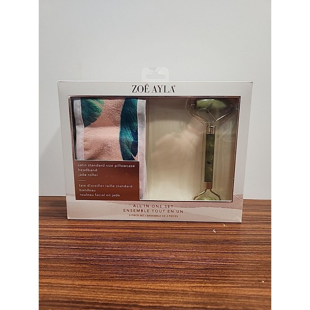 Zoe Ayla Satin Pillow Case Headband Jade Facial Roller All In One Christmas Gift